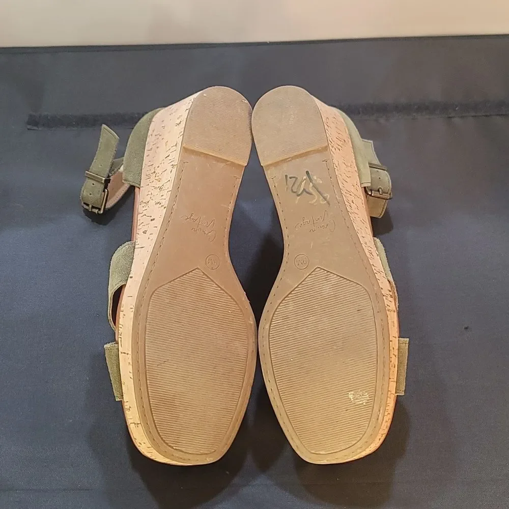 CROWN VINTAGE ANKLE STRAP ESPADRILLE PLATFORM WEDGE SANDAL